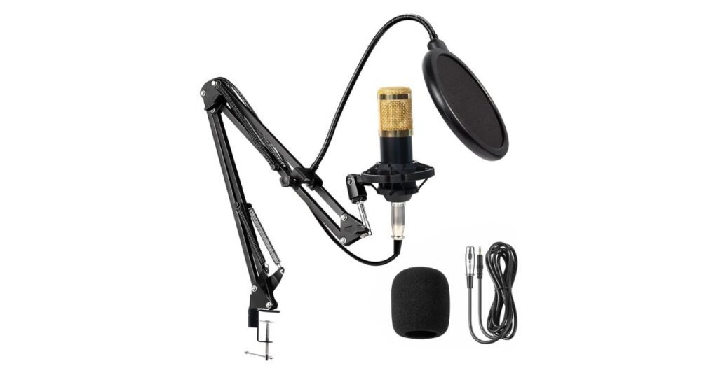 Microfone Profissional com Braço Articulado e Pop Filter