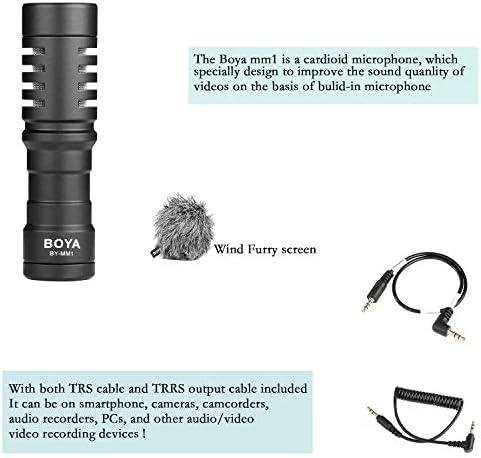 Boya Microfone de câmera universal By-MM1, microfone espingarda supercardioide com suporte de choque para câmera, consumidor, filmadora iPhone, smartphones Android Boya Microfone de câmera universal By-MM1, microfone espingarda supercardioide com suporte de choque para câmera, consumidor, filmadora iPhone, smartphones Android