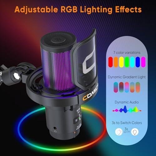 Microfone Condensador USB COMICA EJoy Uni com Braço RGB para PC, PS4, PS5, Mac e Celular USB-C – Ideal para Podcast, Streaming, YouTube – Com Cancelamento de Ruído, Mudo e Monitoramento Microfone Condensador USB COMICA EJoy Uni com Braço RGB para PC, PS4, PS5, Mac e Celular USB-C – Ideal para Podcast, Streaming, YouTube – Com Cancelamento de Ruído, Mudo e Monitoramento