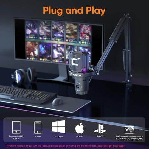 Microfone Condensador USB COMICA EJoy Uni com Braço RGB para PC, PS4, PS5, Mac e Celular USB-C – Ideal para Podcast, Streaming, YouTube – Com Cancelamento de Ruído, Mudo e Monitoramento Microfone Condensador USB COMICA EJoy Uni com Braço RGB para PC, PS4, PS5, Mac e Celular USB-C – Ideal para Podcast, Streaming, YouTube – Com Cancelamento de Ruído, Mudo e Monitoramento