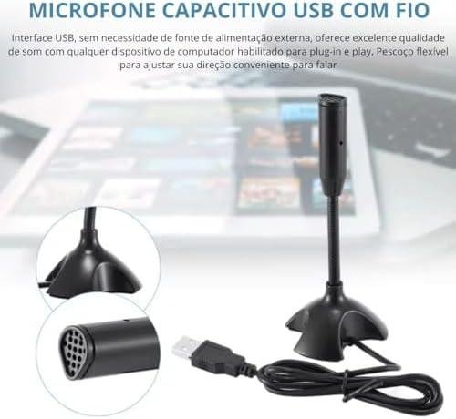 Microfone de Mesa USB Gamer e Streamer suporte Ajustável flexível para PC, laptop, microfones de computador e Notebook Conexão Plug and Play para Gravação Microfone de Mesa USB Gamer e Streamer suporte Ajustável flexível para PC, laptop, microfones de computador e Notebook Conexão Plug and Play para Gravação