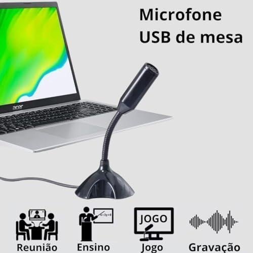 Microfone de Mesa USB Gamer e Streamer suporte Ajustável flexível para PC, laptop, microfones de computador e Notebook Conexão Plug and Play para Gravação Microfone de Mesa USB Gamer e Streamer suporte Ajustável flexível para PC, laptop, microfones de computador e Notebook Conexão Plug and Play para Gravação