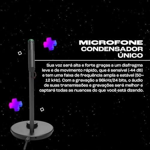JBL, Microfone Com Fio, Quantum Stream Talk, Com Luz LED - Preto JBL, Microfone Com Fio, Quantum Stream Talk, Com Luz LED - Preto