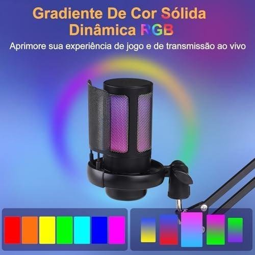 Microfone USB Gaming PC, Microfone RGB para PC/Notebook, Mic with Boom Arm, Microphone Condensador de mesa/Braço, Live, Podcast, Gravação de Audio, Karaoke, Gamer Youtuber DJ Microfone USB Gaming PC, Microfone RGB para PC/Notebook, Mic with Boom Arm, Microphone Condensador de mesa/Braço, Live, Podcast, Gravação de Audio, Karaoke, Gamer Youtuber DJ
