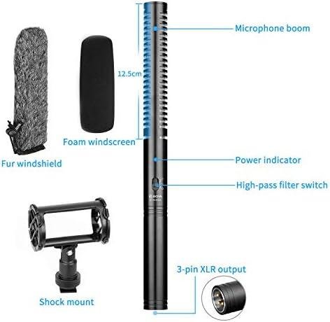 BOYA Microfone XLR, microfone espingarda BY-BM6060 com microfone de para-brisa de montagem em choque para câmera DSLR externa, condensador externo, microfones profissionais para entrevista BOYA Microfone XLR, microfone espingarda BY-BM6060 com microfone de para-brisa de montagem em choque para câmera DSLR externa, condensador externo, microfones profissionais para entrevista