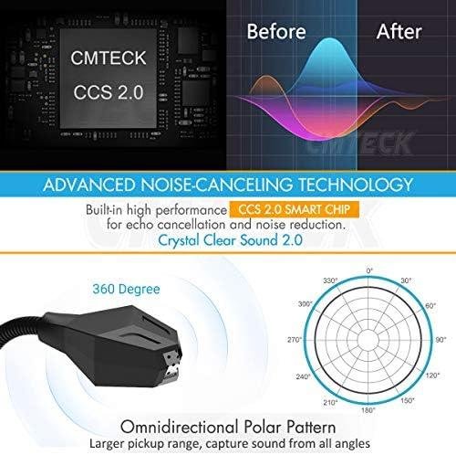 CMTECK Microfone USB Omnidirecional para Computador, Plug & Play, Botão Mudo com Indicador LED, Compatível com Windows/Mac, Ideal para YouTube, Skype CMTECK Microfone USB Omnidirecional para Computador, Plug & Play, Botão Mudo com Indicador LED, Compatível com Windows/Mac, Ideal para YouTube, Skype