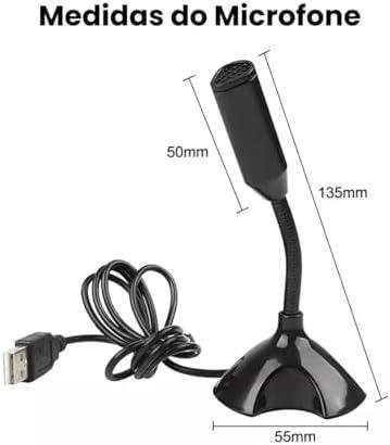 Microfone USB para Computador, Laptop, Notebook, Streaming, Ajustável e Flexível com Captação Omnidirecional, Microfone de Mesa com Fio Conexão Plug and Play Microfone USB para Computador, Laptop, Notebook, Streaming, Ajustável e Flexível com Captação Omnidirecional, Microfone de Mesa com Fio Conexão Plug and Play