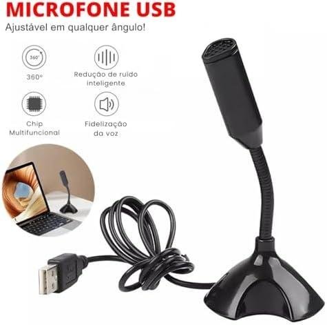 Microfone USB para Computador, Laptop, Notebook, Streaming, Ajustável e Flexível com Captação Omnidirecional, Microfone de Mesa com Fio Conexão Plug and Play Microfone USB para Computador, Laptop, Notebook, Streaming, Ajustável e Flexível com Captação Omnidirecional, Microfone de Mesa com Fio Conexão Plug and Play