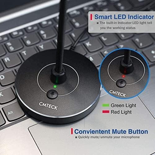 CMTECK Microfone de computador USB G009, microfone de mesa com cancelamento de ruído para PC/laptop para conversas online, estúdio em casa, podcasts, jogos, Skype, YouTube com função CMTECK Microfone de computador USB G009, microfone de mesa com cancelamento de ruído para PC/laptop para conversas online, estúdio em casa, podcasts, jogos, Skype, YouTube com função