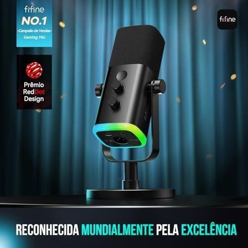 FIFINE Microfone dinâmico USB/XLR para gravação de podcast, microfone streaming para jogos de computador com RGB, botão de mudo, conector para fones ouvido, suporte de mesa,vocal mic para YouTube-AM8 FIFINE AM8 é Bom?