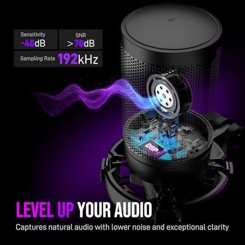 FIFINE Gaming PC Microfone USB, Microfone Condensador para Podcast com Braço,Filtro Pop,Botão Mudo para Streaming,Twitch,Chat Online,Mic RGB para Computador para PS4/5 y Jogadores e Youtuber-A6T FIFINE Gaming PC Microfone USB, Microfone Condensador para Podcast com Braço,Filtro Pop,Botão Mudo para Streaming,Twitch,Chat Online,Mic RGB para Computador para PS4/5 y Jogadores e Youtuber-A6T