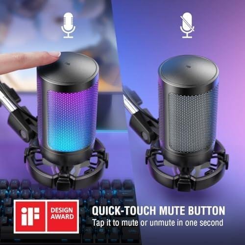 FIFINE Gaming PC Microfone USB, Microfone Condensador para Podcast com Braço,Filtro Pop,Botão Mudo para Streaming,Twitch,Chat Online,Mic RGB para Computador para PS4/5 y Jogadores e Youtuber-A6T FIFINE Gaming PC Microfone USB, Microfone Condensador para Podcast com Braço,Filtro Pop,Botão Mudo para Streaming,Twitch,Chat Online,Mic RGB para Computador para PS4/5 y Jogadores e Youtuber-A6T