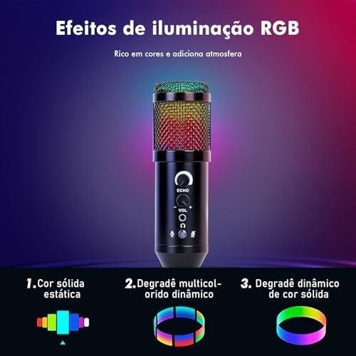 Microfone Condensador RGB, Microfone de Mesa, Microfone Gamer – Com Cancelamento de Ruído, Conexão USB Plug-and-Play, Controle de Volume e Eco, Braço Articulado – Ideal para Stream, Gravação, Podcast Microfone Condensador RGB, Microfone de Mesa, Microfone Gamer – Com Cancelamento de Ruído, Conexão USB Plug-and-Play, Controle de Volume e Eco, Braço Articulado – Ideal para Stream, Gravação, Podcast