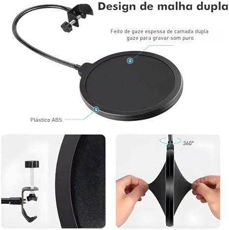 Microfone Condensador RGB, Microfone de Mesa, Microfone Gamer – Com Cancelamento de Ruído, Conexão USB Plug-and-Play, Controle de Volume e Eco, Braço Articulado – Ideal para Stream, Gravação, Podcast Microfone Condensador RGB, Microfone de Mesa, Microfone Gamer – Com Cancelamento de Ruído, Conexão USB Plug-and-Play, Controle de Volume e Eco, Braço Articulado – Ideal para Stream, Gravação, Podcast