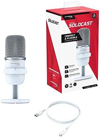 Microfone Condensador USB HyperX Solocast - Alta Resolução de 24 bits/96 kHz, Sensor de Toque-para-Silenciar com indicador de LED, Cardióide, para Streaming, Podcasts, Jogos, Branco (519T2AA) Microfone Condensador USB HyperX Solocast - Alta Resolução de 24 bits/96 kHz, Sensor de Toque-para-Silenciar com indicador de LED, Cardióide, para Streaming, Podcasts, Jogos, Branco (519T2AA)
