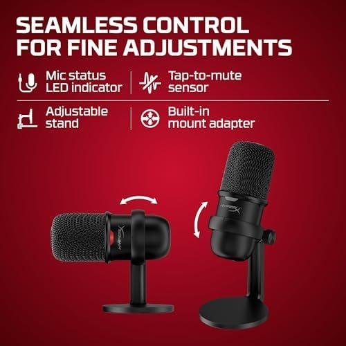 Microfone Condensador USB HyperX Solocast - Alta Resolução de 24 bits/96 kHz, Sensor de Toque-para-Silenciar com indicador de LED, Cardióide, para Streaming, Podcasts, Jogos, Preto (4P5P8AA) Microfone Condensador USB HyperX Solocast - Alta Resolução de 24 bits/96 kHz, Sensor de Toque-para-Silenciar com indicador de LED, Cardióide, para Streaming, Podcasts, Jogos, Preto (4P5P8AA)