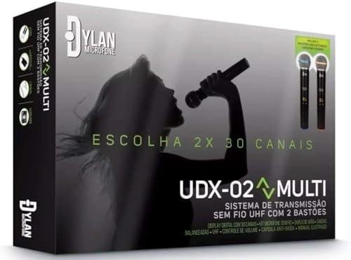 Microfone Sem Fio Duplo UHF - Dylan UDX-02 Multi Microfone Sem Fio Duplo UHF - Dylan UDX-02 Multi