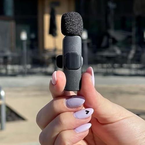         Microfone Sem Fio Duplo com Receptor USB Tipo-C, Microfones de Lapela para Gravação, Preto       