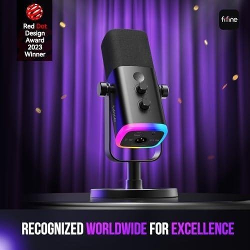 FIFINE Microfone dinâmico USB/XLR para gravação de podcast,microfone streaming para jogos de computador com RGB,botão de mudo,conector para fones de ouvido,suporte de mesa,para cantar no YouTube-AM8 FIFINE AM8 Funciona Bem no YouTube?
