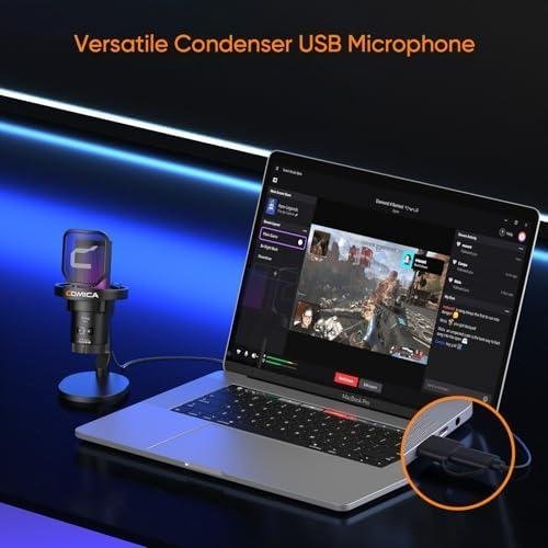 COMICA EJoy Uni Microfone USB Gamer RGB para PC/PS4/PS5/Mac, Microfone para Streaming, Podcast, YouTube, com Cancelamento de Ruído, Mudo e Controle de Ganho COMICA EJoy Uni Microfone USB Gamer RGB para PC/PS4/PS5/Mac, Microfone para Streaming, Podcast, YouTube, com Cancelamento de Ruído, Mudo e Controle de Ganho