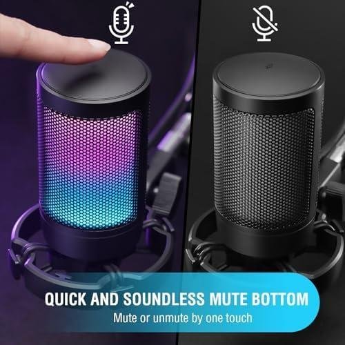 FIFINE Microfone USB Para Jogos Para PS5 PC, Microfone Condensador Com Mudo Rápido, Indicador RGB, Suporte De Tripé, Pop Filter, Suporte De Choque, Controle De Ganho Para Twitch Podcasts -A6V FIFINE Microfone USB Para Jogos Para PS5 PC, Microfone Condensador Com Mudo Rápido, Indicador RGB, Suporte De Tripé, Pop Filter, Suporte De Choque, Controle De Ganho Para Twitch Podcasts -A6V