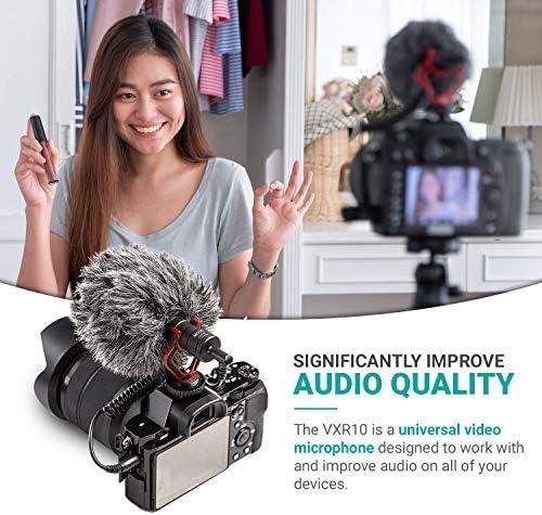 Movo Microfone espingarda universal VXR10 para câmera – microfone de câmera para smartphones DSLR, iPhone e Android – compatível com câmeras Canon EOS, Nikon e Sony – com suporte de choque, Movo Microfone espingarda universal VXR10 para câmera – microfone de câmera para smartphones DSLR, iPhone e Android – compatível com câmeras Canon EOS, Nikon e Sony – com suporte de choque,