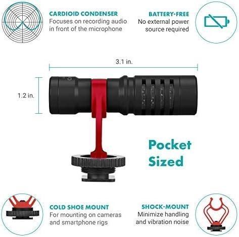 Movo Microfone espingarda universal VXR10 para câmera – microfone de câmera para smartphones DSLR, iPhone e Android – compatível com câmeras Canon EOS, Nikon e Sony – com suporte de choque, Movo Microfone espingarda universal VXR10 para câmera – microfone de câmera para smartphones DSLR, iPhone e Android – compatível com câmeras Canon EOS, Nikon e Sony – com suporte de choque,