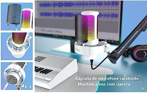 Microfone RGB Condensador Com Conector De Monitoramento De Fone De Ouvido USB Profissional Controle De Luz Gamer Para Computador Jogos Transmissao Ao Vivo Plug And Play Cor Sortida - TOMATE Microfone RGB Condensador Com Conector De Monitoramento De Fone De Ouvido USB Profissional Controle De Luz Gamer Para Computador Jogos Transmissao Ao Vivo Plug And Play Cor Sortida - TOMATE