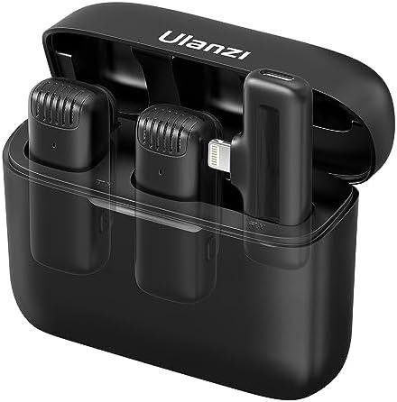         [Somente para iPhones até 14 ] ULANZI Microfone Lavalier sem fio J12 para iPhone iPad, microfone 2 em 1 Plug-Play com capa de carregamento para telefone, gravação de vídeo, Não para iPhone série 15 16       
