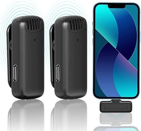         [Somente para iPhones até 14 ] ULANZI Microfone Lavalier sem fio J12 para iPhone iPad, microfone 2 em 1 Plug-Play com capa de carregamento para telefone, gravação de vídeo, Não para iPhone série 15 16       