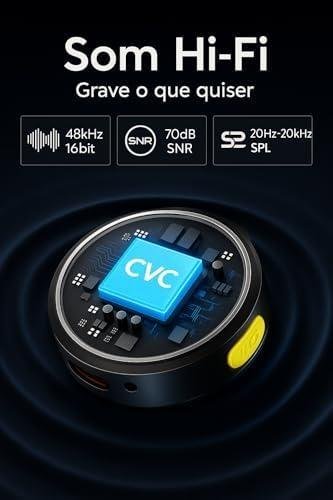         Microfone Móvel Wireless Lapela Plug Play USB C Compatível Lightning para iPhone Android Condensador Omnidirecional Alcance 4.5m Gravação de Vídeo Podcast Vlog Qualidade 48kHz Noise Cancellation       