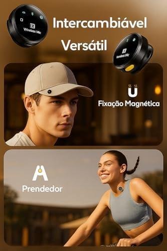        Microfone Móvel Wireless Lapela Plug Play USB C Compatível Lightning para iPhone Android Condensador Omnidirecional Alcance 4.5m Gravação de Vídeo Podcast Vlog Qualidade 48kHz Noise Cancellation       