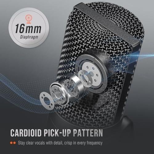         FIFINE Micrófono USB fifine, micrófono de PC de grabación para Mac de ordenador portátil, micrófono de estudio capacitor para voz humana, voz en off, streaming, video, micrófono metálico - K669B       