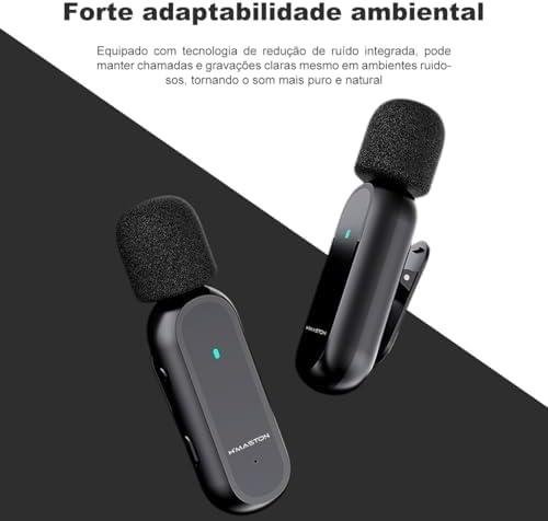         H'MASTON Microfone de Lapela Sem Fio Professional 2 em 1 Microfone com Estojo de Carregamento Redução de Ruído para Gravação (MK-06 TIPO-C)       