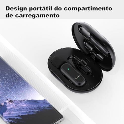        H'MASTON Microfone de Lapela Sem Fio Professional 2 em 1 Microfone com Estojo de Carregamento Redução de Ruído para Gravação (MK-06 TIPO-C)       