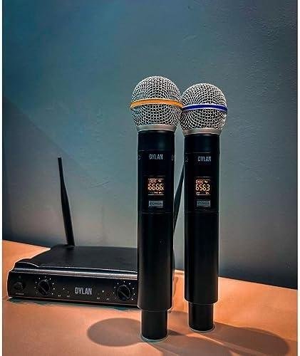 Microfone De Mão Duplo Sem Fio Dylan 26 Canais DW-602 Max Microfone De Mão Duplo Sem Fio Dylan 26 Canais DW-602 Max
