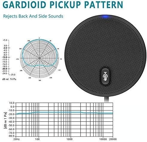         Microfone de conferência USB atualizado 2020 para computador, microfone condensador omnidirecional de 360° com tecla silenciosa, ótimo para videoconferências, jogos, conversas, Skype,       