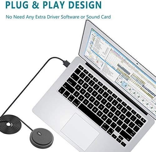         Microfone de conferência USB atualizado 2020 para computador, microfone condensador omnidirecional de 360° com tecla silenciosa, ótimo para videoconferências, jogos, conversas, Skype,       