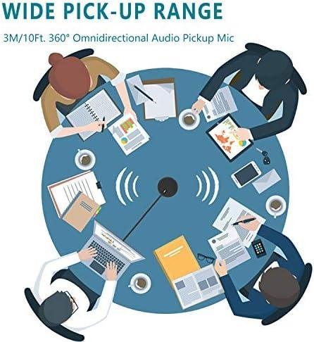         Microfone de conferência USB atualizado 2020 para computador, microfone condensador omnidirecional de 360° com tecla silenciosa, ótimo para videoconferências, jogos, conversas, Skype,       
