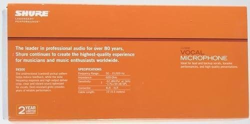         Shure SV200 Microfone de Mão Dinâmico Cardióide para Voz       