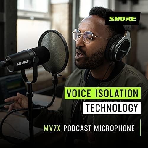         Shure Microfone de Podcast MV7X XLR - Microfone Dinâmico de Qualidade Profissional para Podcasting e Gravação Vocal, Tecnologia de Isolamento de Voz, Construção de Todo Metal, Compatível com Microfone, Frequência Otimizada - Preto       