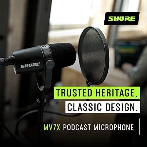         Shure Microfone de Podcast MV7X XLR - Microfone Dinâmico de Qualidade Profissional para Podcasting e Gravação Vocal, Tecnologia de Isolamento de Voz, Construção de Todo Metal, Compatível com Microfone, Frequência Otimizada - Preto       