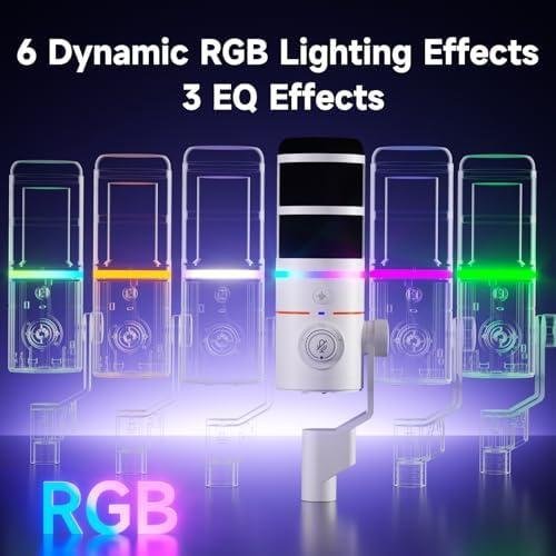         COMICA EJoy D10 Microfone Dinâmico USB-C/XLR com Braço Articulado, RGB, Mudo, Redução de Ruído e Controle de Ganho para PC, PS4, PS5, Streaming, Podcast e YouTube – Branco       