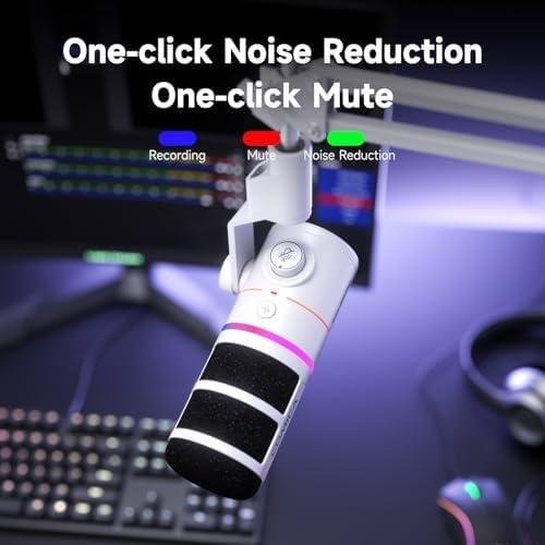         COMICA EJoy D10 Microfone Dinâmico USB-C/XLR com Braço Articulado, RGB, Mudo, Redução de Ruído e Controle de Ganho para PC, PS4, PS5, Streaming, Podcast e YouTube – Branco       