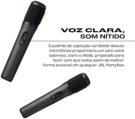 JBL, Microfone Sem Fio, PartyBox Wireless Mic, Par com Receptor - Preto JBL, Microfone Sem Fio, PartyBox Wireless Mic, Par com Receptor - Preto