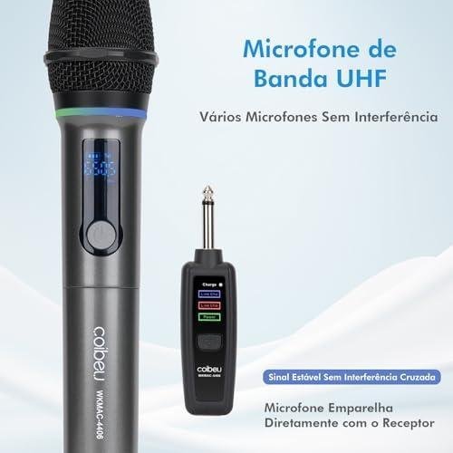        Microfone Sem Fio Duplo RGB, Microfone Karaoke UHF, Microfone Dinamico, Microfone de Mão Profissional para Festas, Eventos, Aulas, Palestras, Lgreja, Desempenho, Entretenimento Familiar, MAC4406       