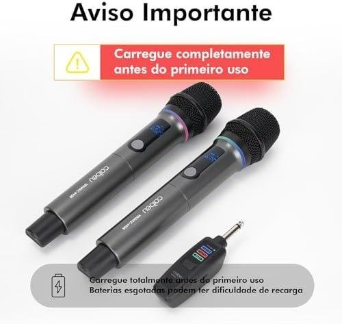         Microfone Sem Fio Duplo RGB, Microfone Karaoke UHF, Microfone Dinamico, Microfone de Mão Profissional para Festas, Eventos, Aulas, Palestras, Lgreja, Desempenho, Entretenimento Familiar, MAC4406       