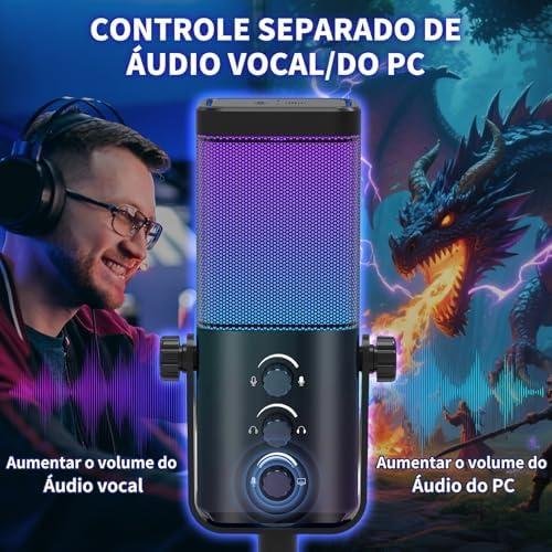         Microfone de Mesa XLR/USB para Podcasting, Microfone Gamer para PC com Controle de Ganho, Botão de Mudo, Saída de Monitor e Funcionalidade Plug-and-Play (Roxo)       