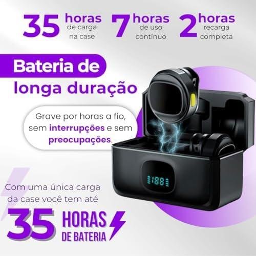 Microfone de Lapela Sem Fio Tipo C Kit Duplo com Case de Carregamento | Compatível com iPhone 15/16 Android USB-C e Notebooks | IA Antirruído | TikTok, Podcast, Gravações, Vídeo Aulas Online (Preto) Microfone de Lapela Sem Fio Tipo C Kit Duplo com Case de Carregamento | Compatível com iPhone 15/16 Android USB-C e Notebooks | IA Antirruído | TikTok, Podcast, Gravações, Vídeo Aulas Online (Preto)