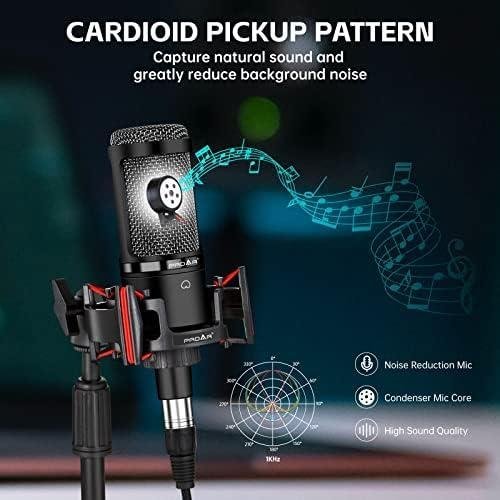         Microfone de podcast XLR profissional cardioide condensador para computador, estúdio, kit de microfone XLR para gravação/podcast/streaming/Voice Over/ASMR/Home Studio/YouTube com suporte de mesa       